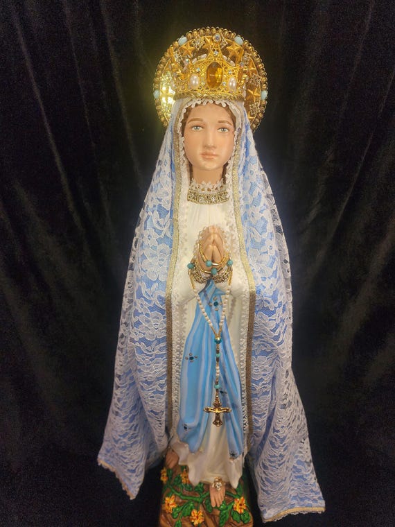 28" Our Lady of Lourdes, France - Beautifully Adorned