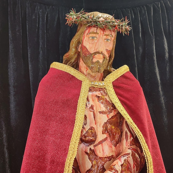 Hand-Painted Scourged Jesus Fiberglass Statue 36"