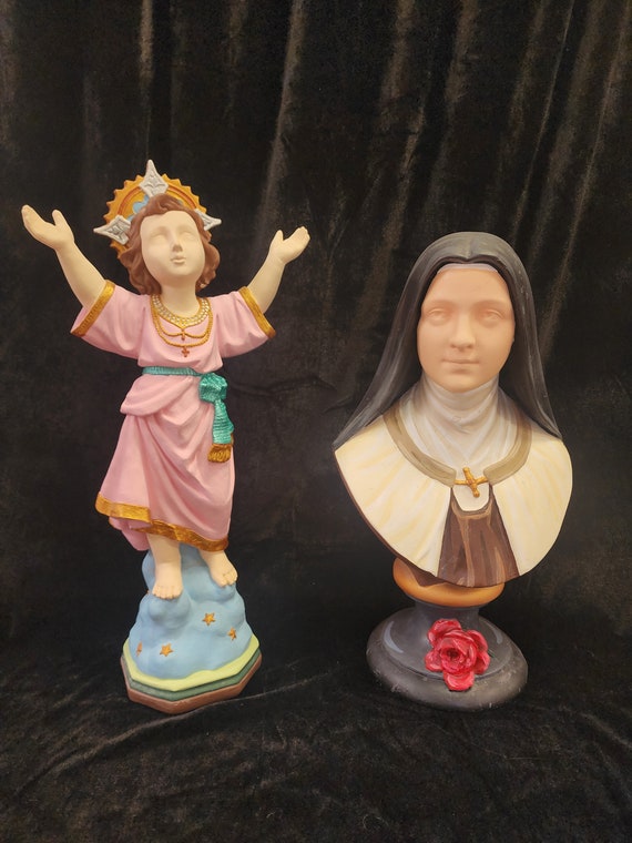 Unfinished "The Artist In Me" statue sale (As is) 12" St. Benedict, 14" St. Therese and 18" Baby Jesus