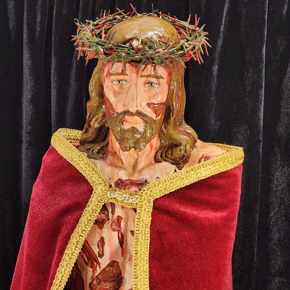 He SUFFERED & DIED for US! Scourged Jesus Fiberglass Statue 36"