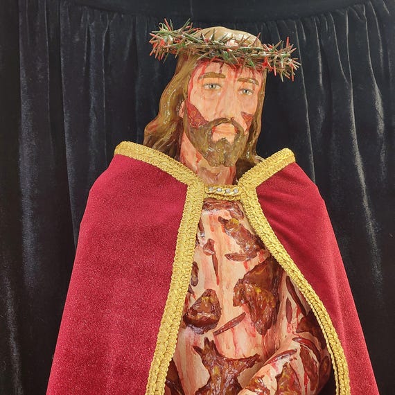Hand-Painted Scourged Jesus Fiberglass Statue 36"