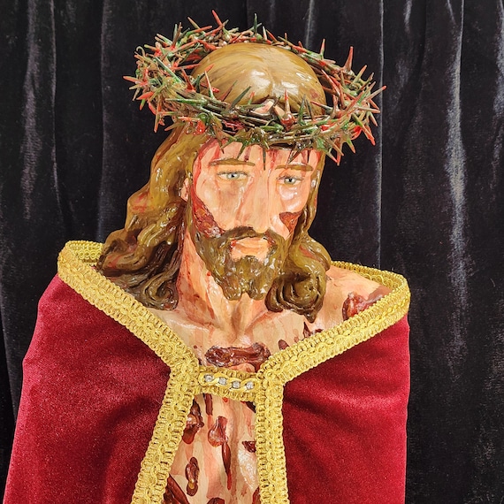 Hand-Painted Scourged Jesus Fiberglass Statue 36"