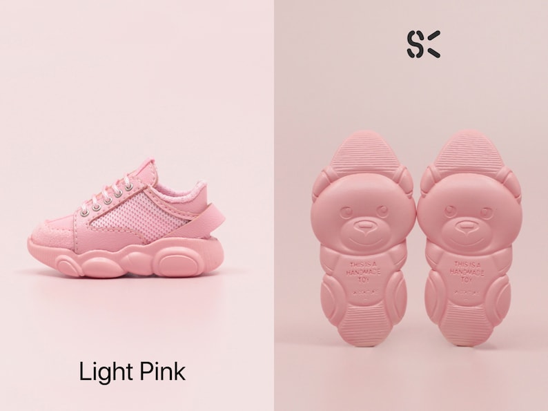 In-stock SK Couture Bear Sneakers for Blythe, jacoosun Rou, obitsu 24, YOSD, Msd, Mdd Light Pink