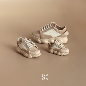 In-stock SK Couture Bear Sneakers for Blythe, jacoosun Rou, obitsu 24, YOSD, Msd, Mdd Nude Beige