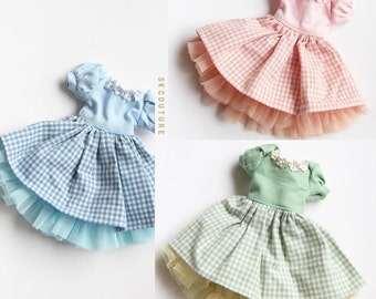 SK Couture Gingham Skirt Set for Blythe Pullip Dal Azone Licca