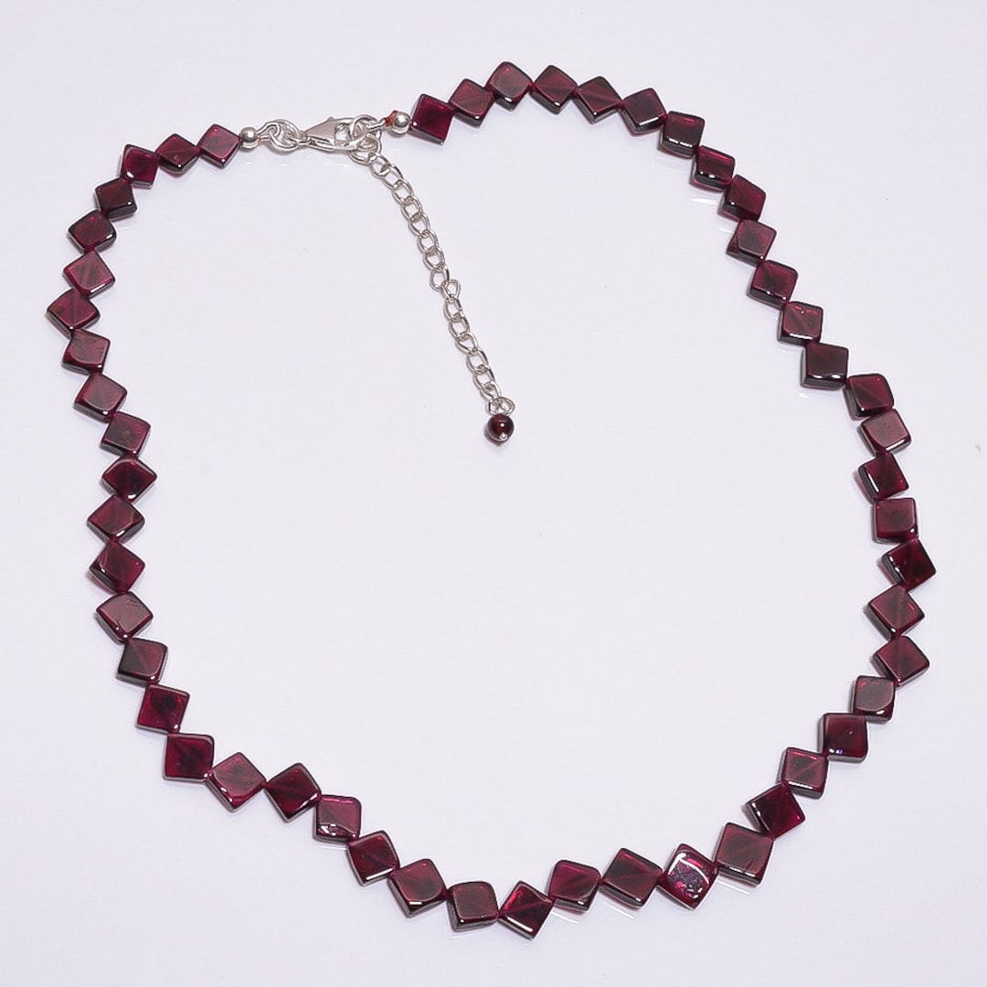 Collier De Perles En Grenat Rouge Naturel - Longueur 11 Pouces Réglable, Fait Main En Inde