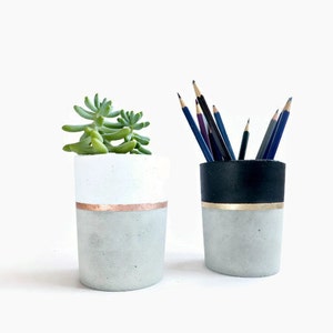 Concrete pencil holder Planter for succulent gray beton white black industrial home Decor image 1