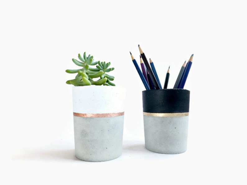 Concrete pencil holder Planter for succulent gray beton white black industrial home Decor image 1