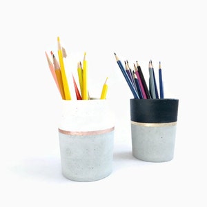 Concrete pencil holder Planter for succulent gray beton white black industrial home Decor image 2