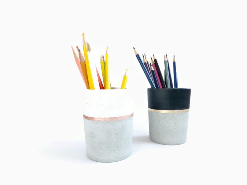 Concrete pencil holder Planter for succulent gray beton white black industrial home Decor image 2