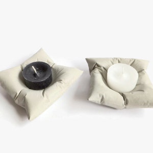 Concrete pillow candle holder, cement tealight dish, grey home decor, large candle concrete holder image 8