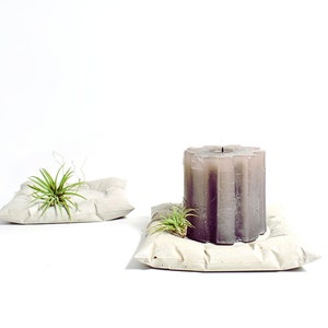 Concrete pillow candle holder, cement tealight dish, grey home decor, large candle concrete holder image 2