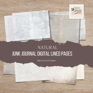 Natural Lined Junk Journal Papers 8 two-page spreads, Gratitude Journal, Faith Based Pages, Jesus Journal, Christian