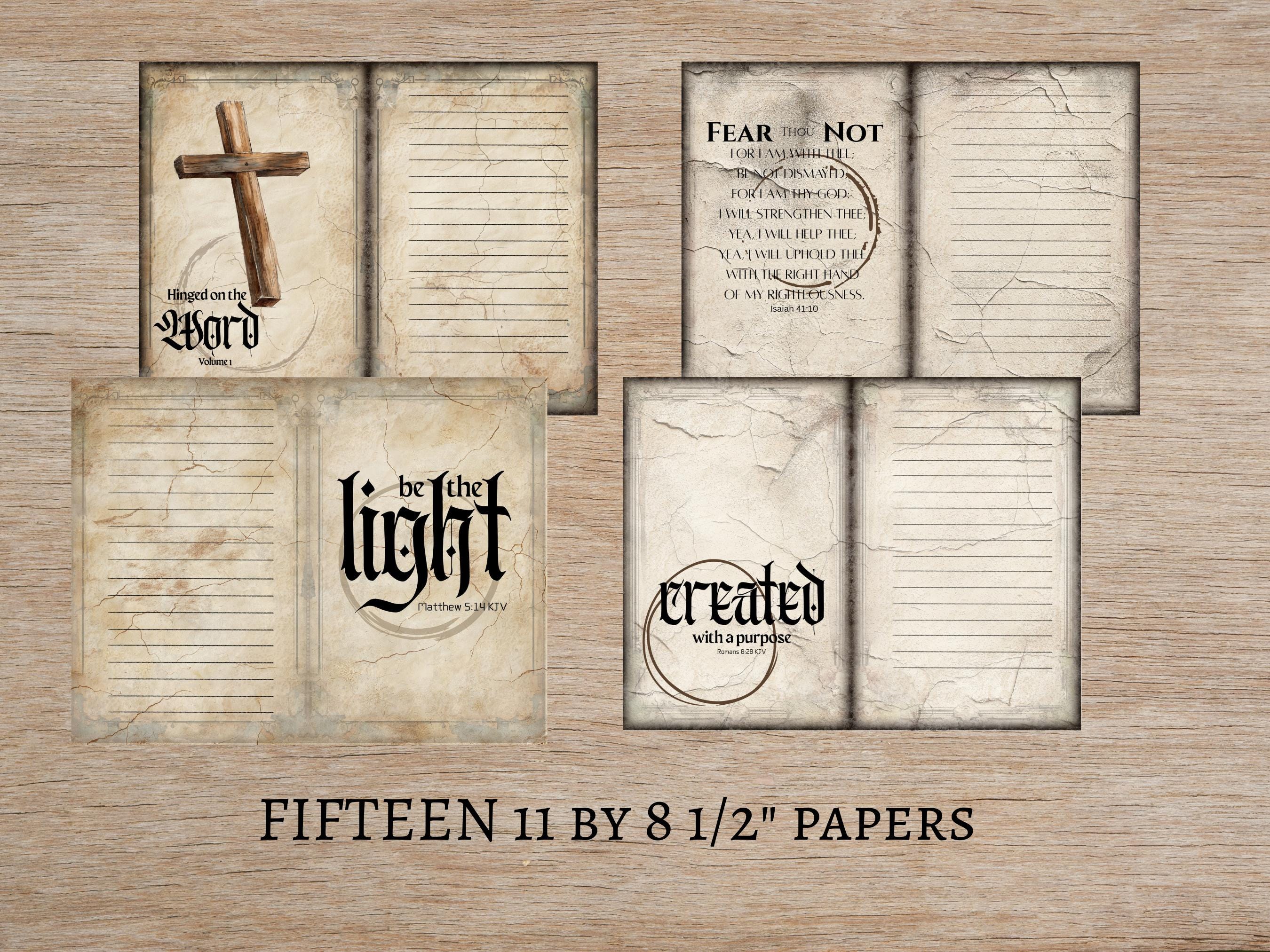 Scripure Paper Bible Study Kits Sepia Scripture Junk Journal Papers – KJV Vintage ...