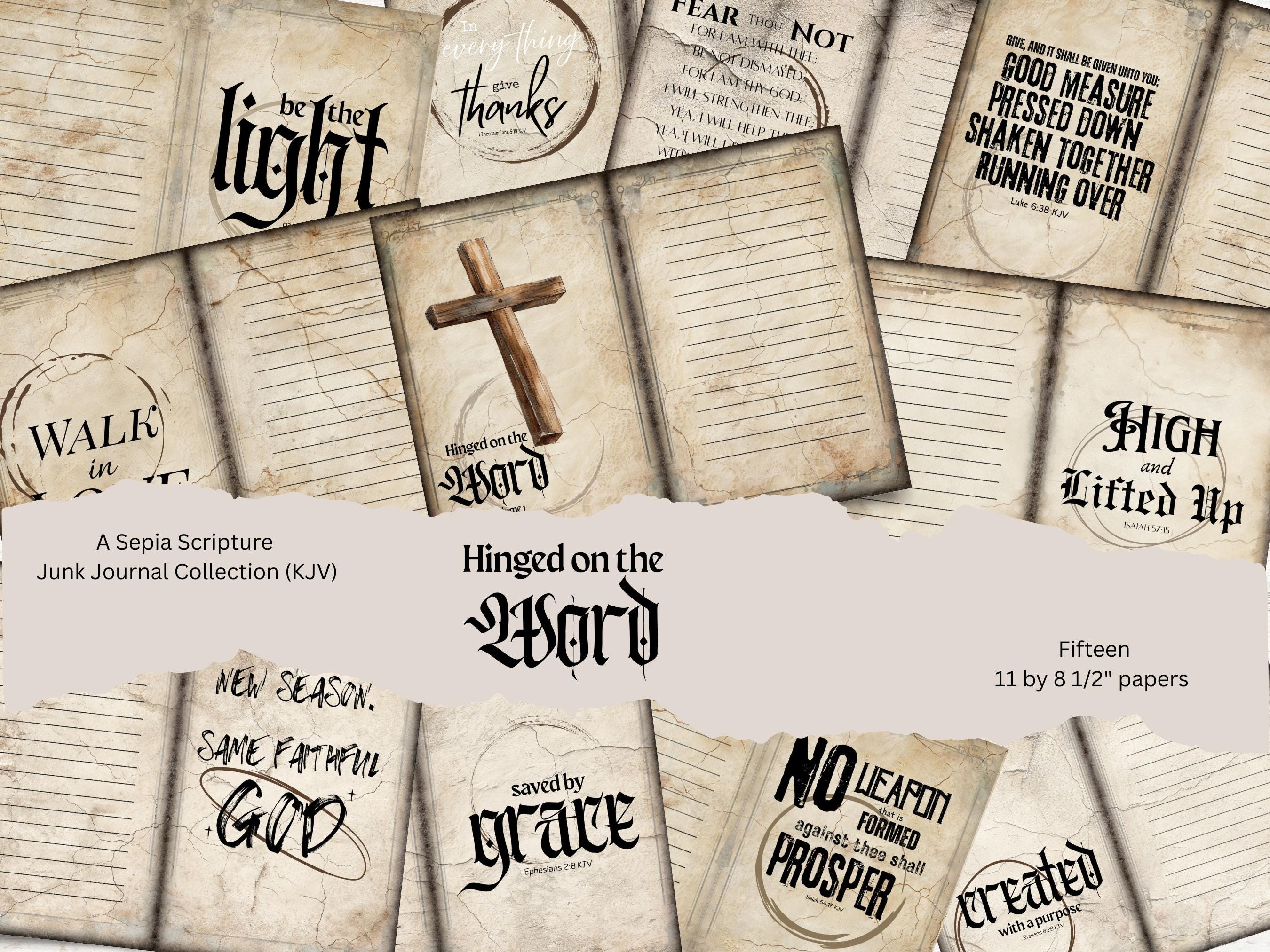 Scripure Paper Bible Study Kits Sepia Scripture Junk Journal Papers – KJV Vintage ...