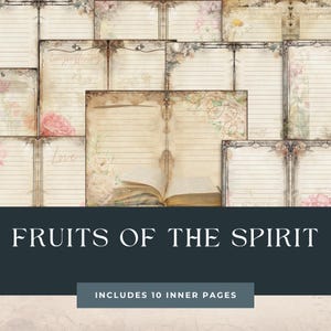 Lined Junk Journal Set “Fruits of the Spirit” 10 two-page spreads, Gratitude Journal, Faith Based Pages, Prayer Journal, Christian