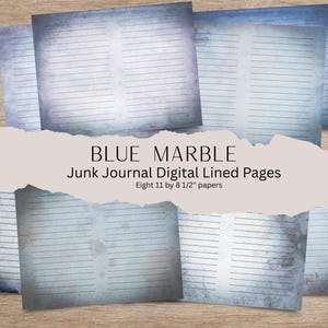 Blue Marble Lined Junk Journal Papers 8 two-page spreads, Gratitude Journal, Faith Based Pages, Jesus Journal, Christian