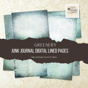Greenery Junk Journal Papers 8 two-page spreads, Gratitude Journal, Faith Based Pages, Jesus Journal, Christian, Landscape