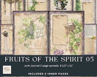 Fruits of the Spirit 5 Junk Journal Pages: Faith & Scripture (Digital Download)