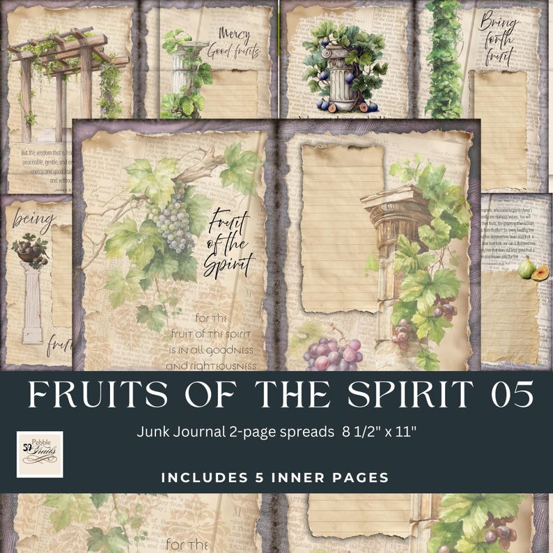 Fruits of the Spirit 5 Junk Journal Pages: Faith & Scripture (digital ...