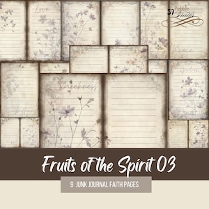 Lined Junk Journal Set “Fruits of the Spirit 03” 9 two-page spreads, Gratitude Journal, Faith Based Pages, Prayer Journal, Christian