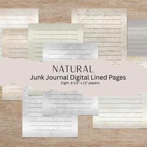 Natural Lined Junk Journal Papers 8 two-page spreads:  Portrait, Gratitude Journal, Faith Based Pages, Jesus Journal, Christian