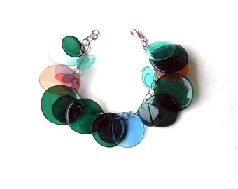 Charm bracelet chain bracelets for women from upcycled plastic bottles, costume jewellery