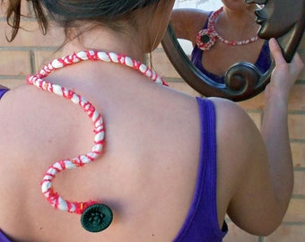 Textile necklace Contemporary jewelry from fabric scraps