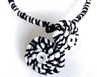 Short necklace for women, textile jewelry from upcycled fabric