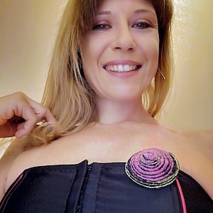 Spille di stoffa spilla grande, accessori donna di carta pesta