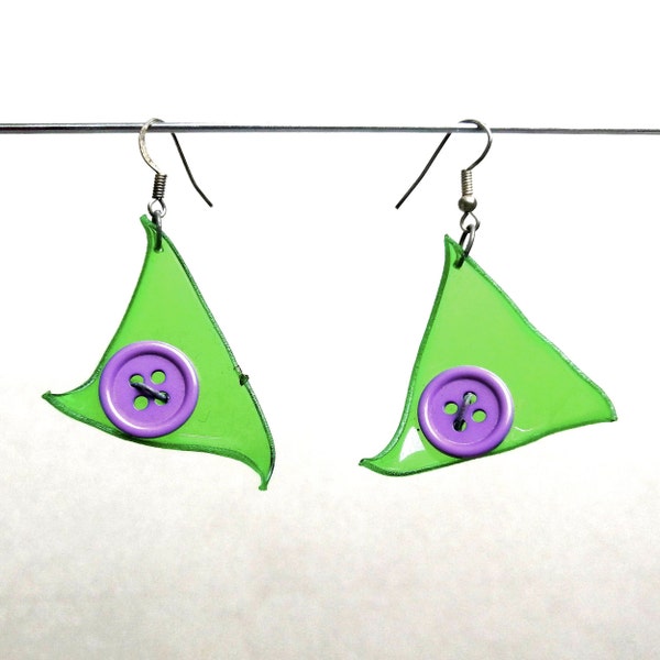 Ensemble de boucles d'oreilles triangle pour fille en plastique recyclé, bijoux en forme de bouteille