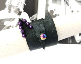 Cuff bracelet for women eco punk sustainable jewelry from bike tube, gothic costume jewellery vegan wrap bracelet steampunk wiccan jewelry