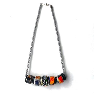 large colorful paper beads necklace