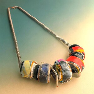 Handmade Upcycled Paper Bead Necklace