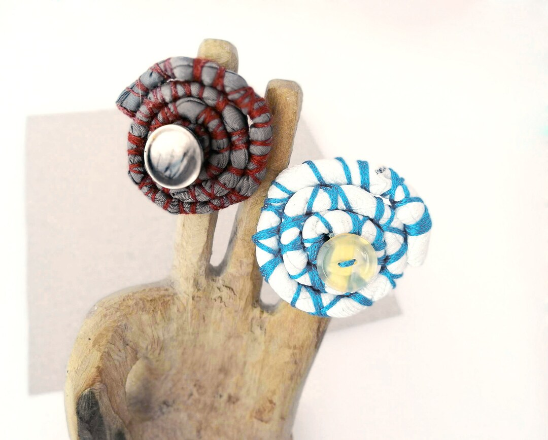 Large Rings Women From Recycled Fabric and Vintage Buttons - Etsy