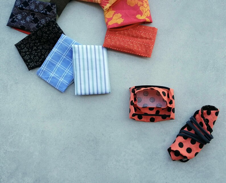 Face Mask Bag Holder From Upcycled Cotton Fabric Wrist for Etsy