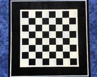 Black and White Checkers/Chess game board small//modern chess//game board//hand painted//classic
