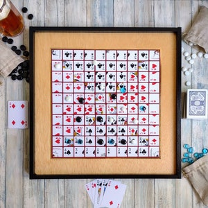 One eyed Jack game board, playing cards game board, hand made One eyed Jack game, Golden Pecan stain
