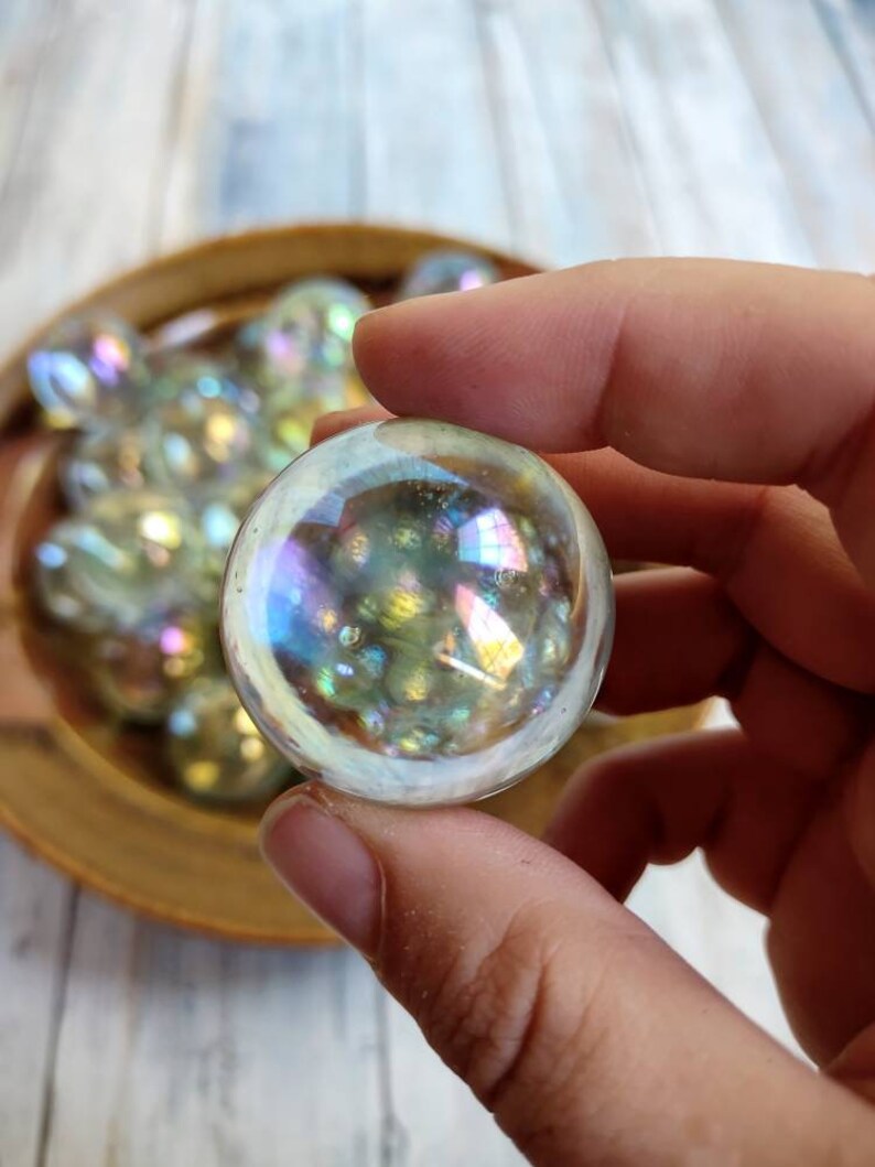 Soap Bubble Marbles 35mm Extra Large Glass Marbles. Clear Etsy