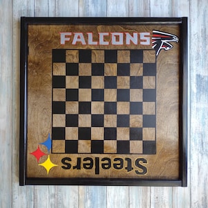 Custom Chess game board, Sports theme hand-painted Chessboard, personalized Chessboard, wood and resin Chess board and pieces