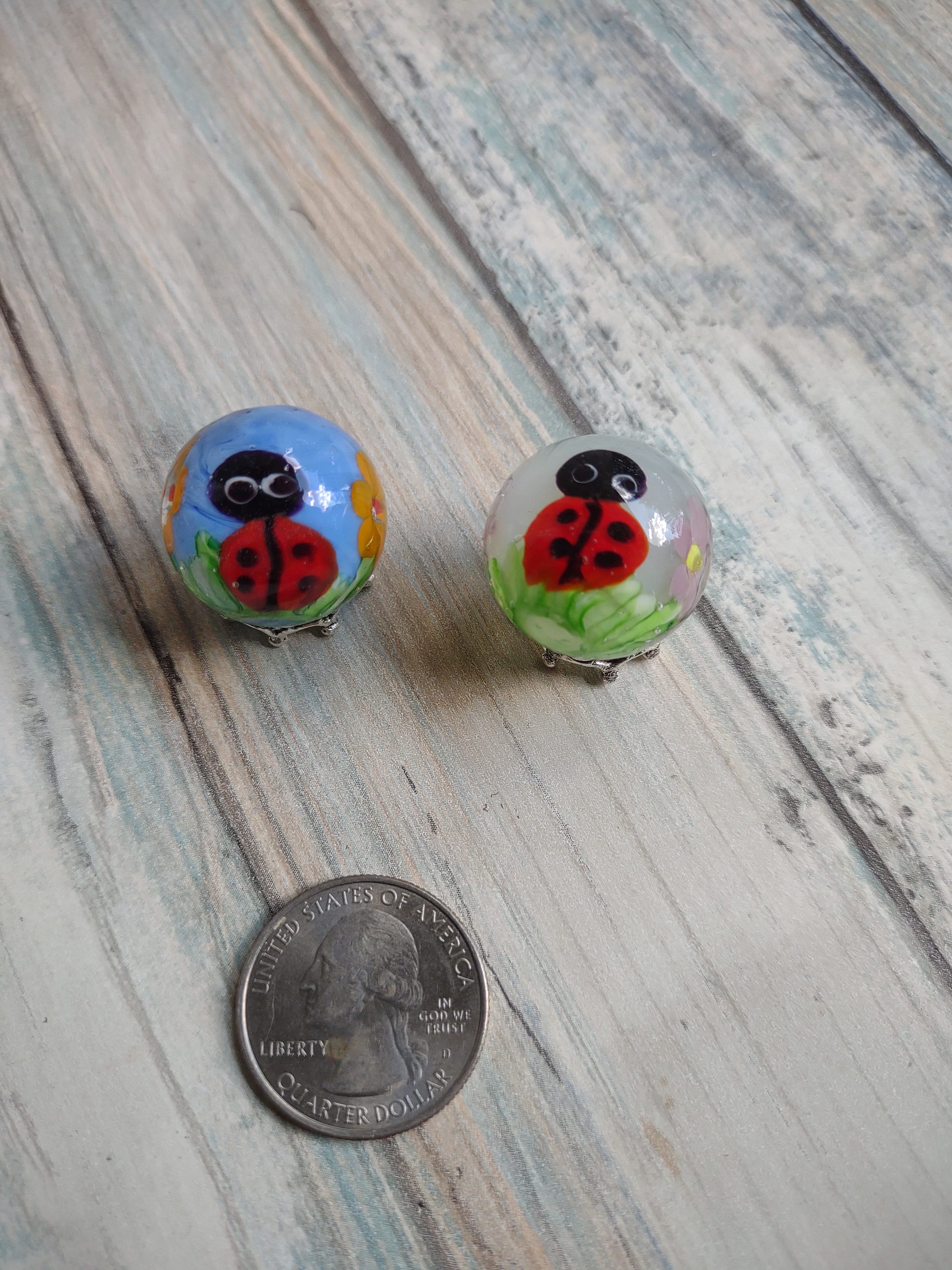 Ladybug Glass Marbles, 22mm Collector Marbles, Ladybird Collector ...