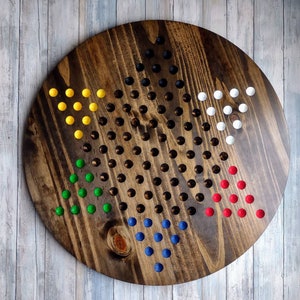 Giant Chinese Checkers game board, extra large marble Chinese Checkers, 1" or 25 mm marble Classic board game, Wood Chinese Checkers game