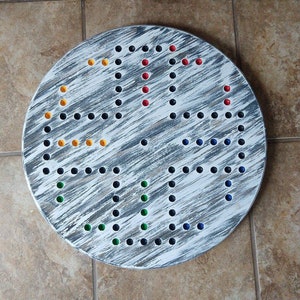 4 player, Farmhouse rustic wahoo game board, large 4 player wahoo, 18 inch farmhouse style game, aggravation game board, 4 player wahoo
