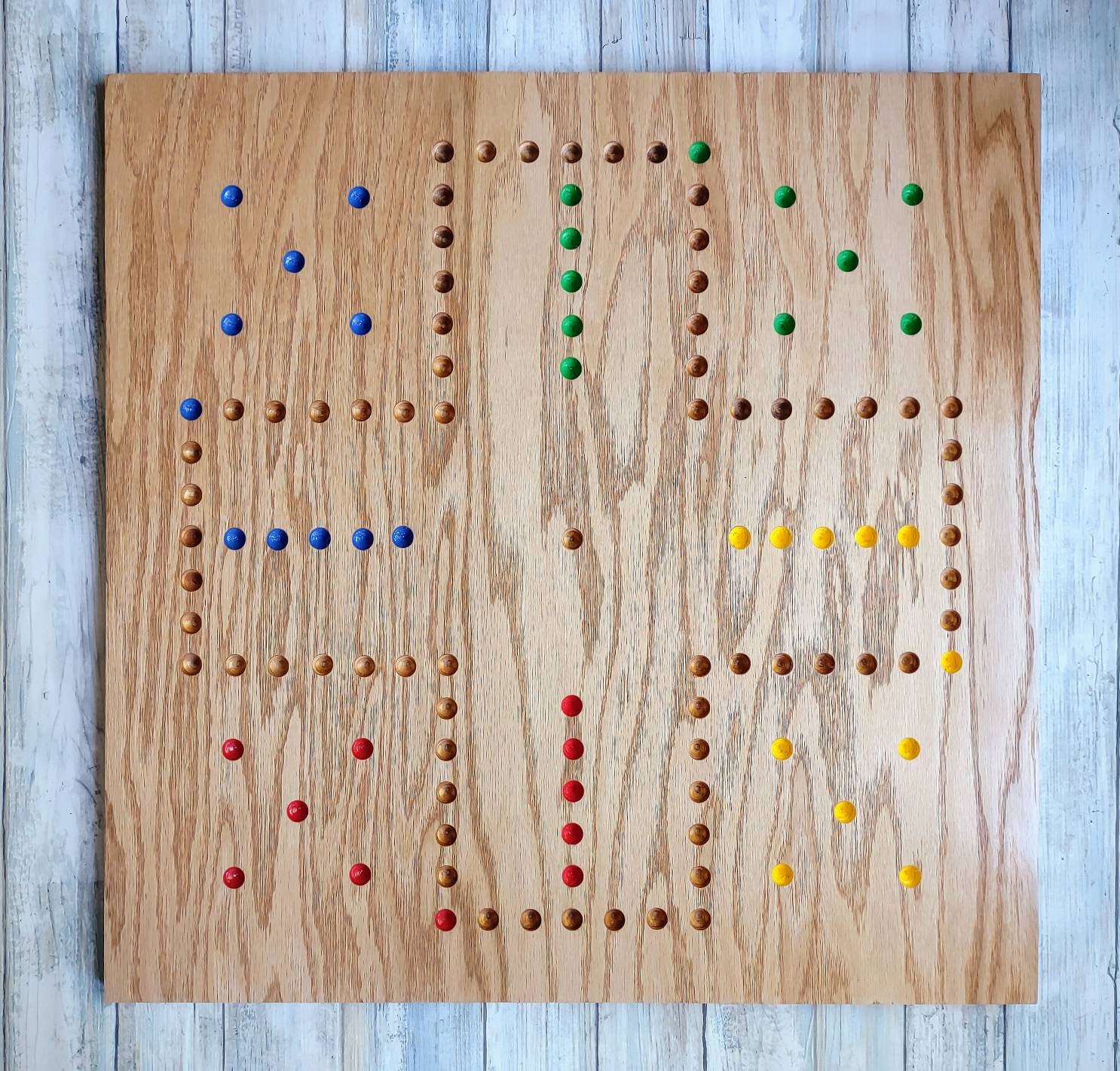 Aggravation Board Game 2 to 4 player. Hand made. Wahoo, Marble Wood gj