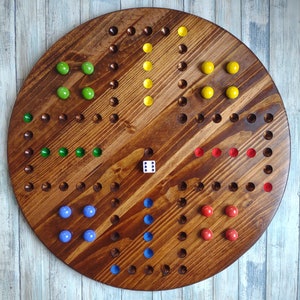 Extra large marble Wahoo, 4 player Wahoo board, 1&quot;marble Wahoo game board, wood large marble Wahoo game, round Wahoo game board