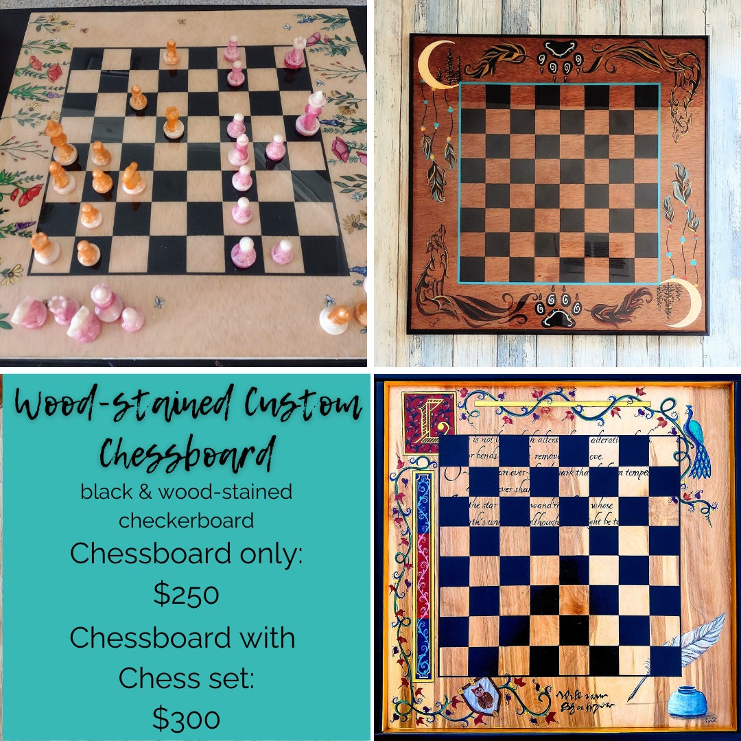 Custom Chess game board, hand-painted Chessboard, personalized ...