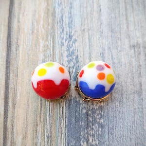 Cupcake collector marbles, 16mm size red or blue  marbles with white ,target size collector marble, handmade glass marble