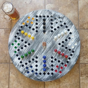 24&quot; extra- large round wahoo game, 6 player Wahoo, 6 players aggravation, 1 &quot; marbles and dice, extra large 6 player Wahoo game board