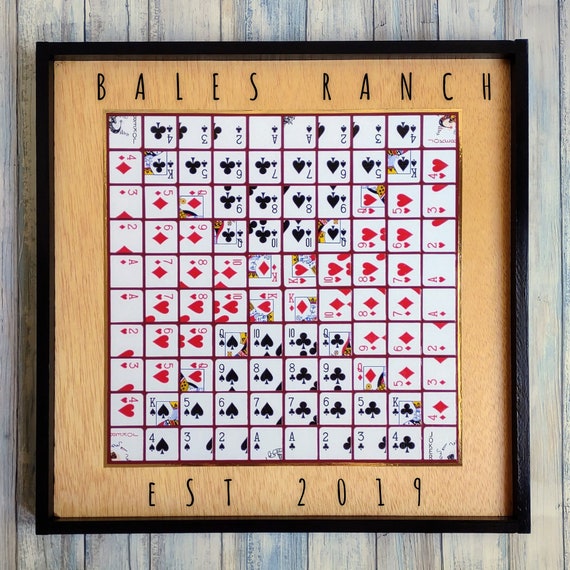 One Eyed Jack Game Board, Playing Cards Game Board, Hand Made One Eyed Jack  Game, Golden Pecan Stain 