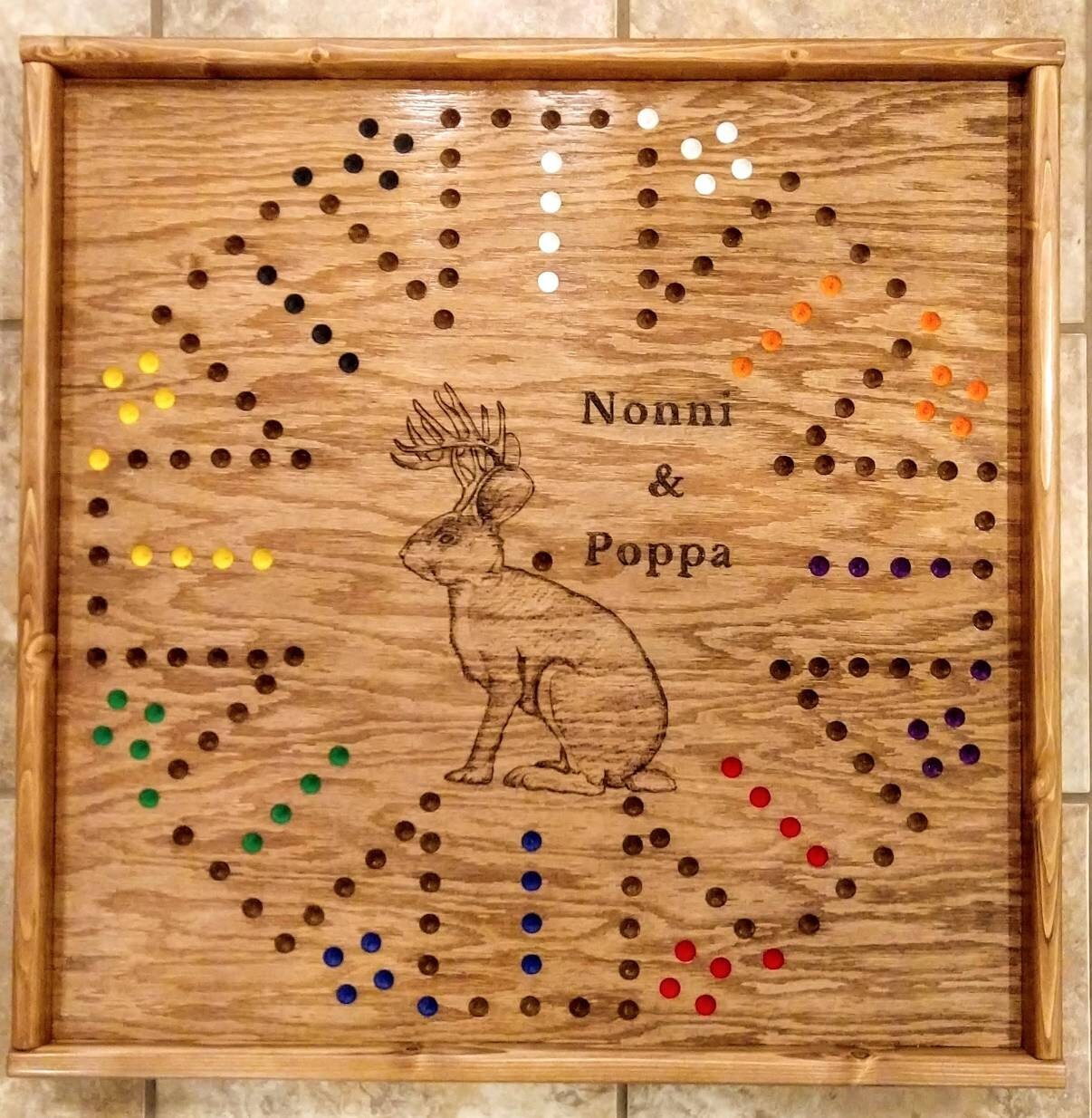Wahoo Game Board Custom Wood Burned Wahoo Game Wood Burned Aggravation Game Custom Center 